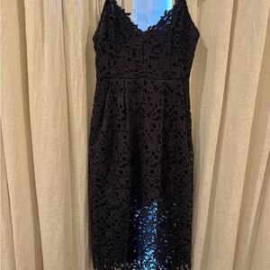 Astr Elegant Navy Lace High Low Dress